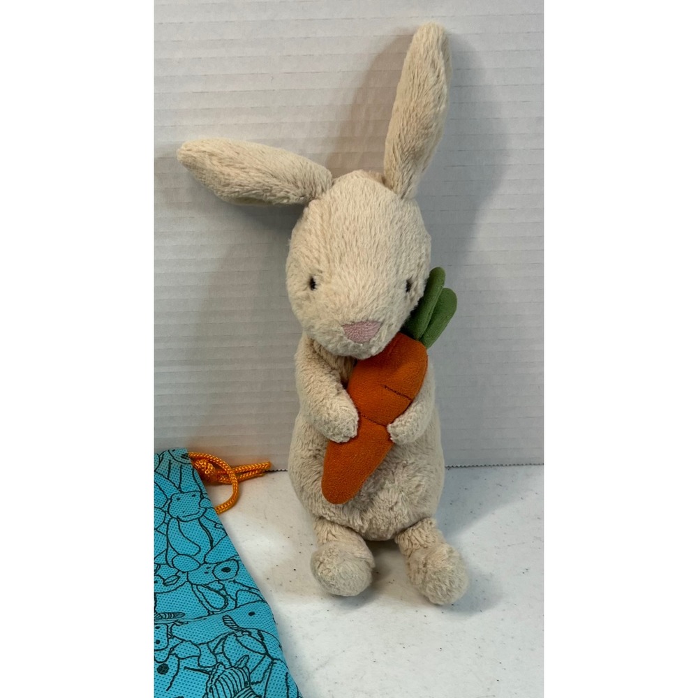 Jellycat Bonnie Bunny Retired Plush Cream Stuffed Animal with Carrot JCINC5610